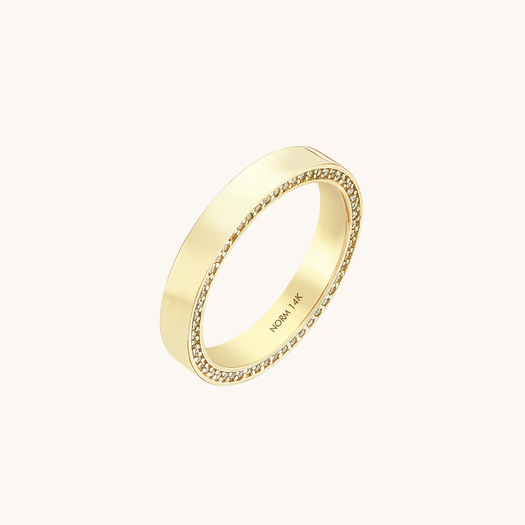 Pave Side Wedding Band Ring in Gold