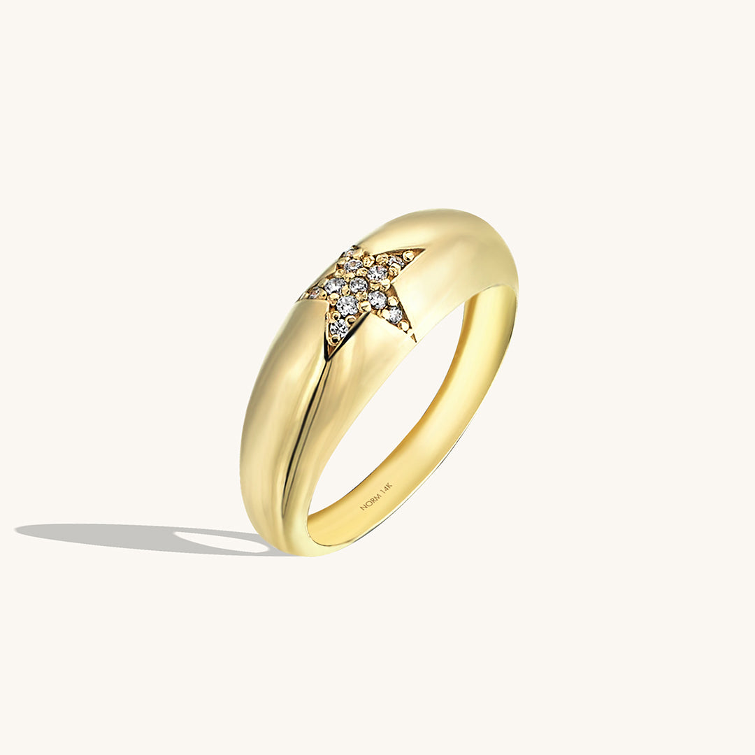 Star Bold Dome Ring in Gold