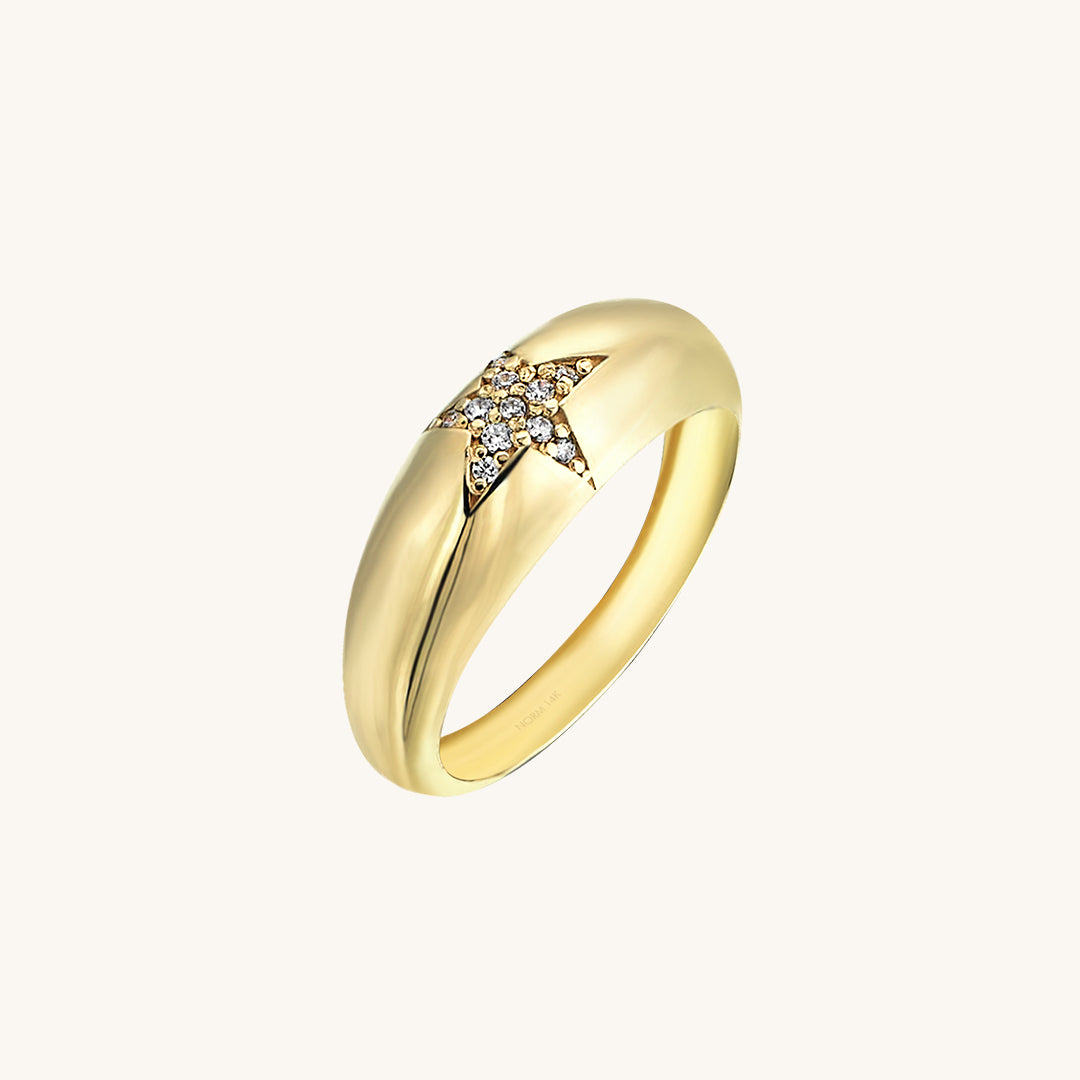 Star Bold Dome Ring in Gold