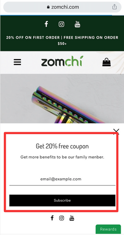Get 20% free coupon on Zomchi