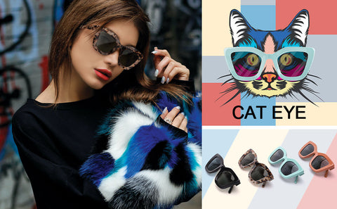 cat eye sunglasses and model