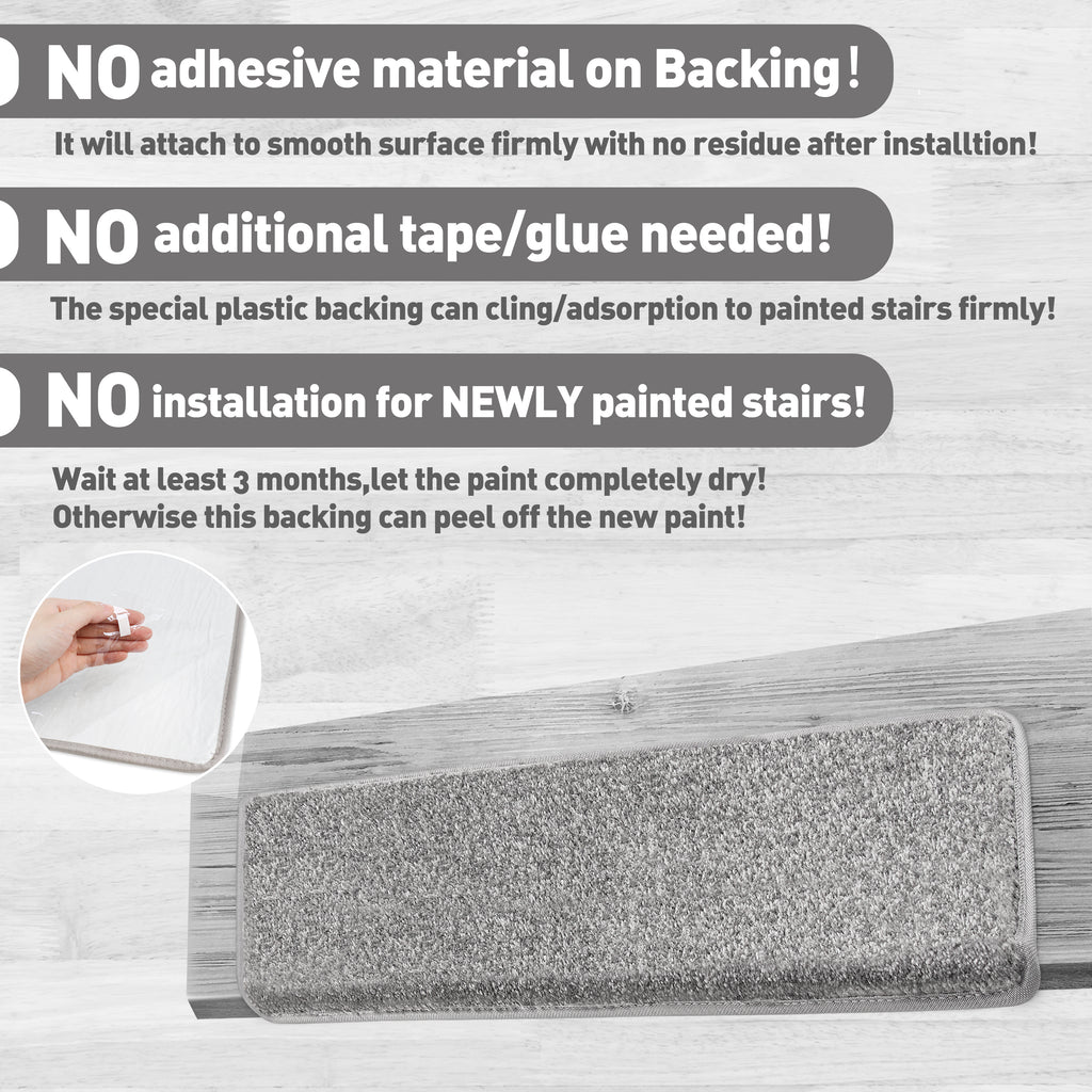 Pure Era Bullnose Carpet Stair Treads Tape Free Indoor Stair Protectors Pet Friendly Non-Slip Peel and Stick