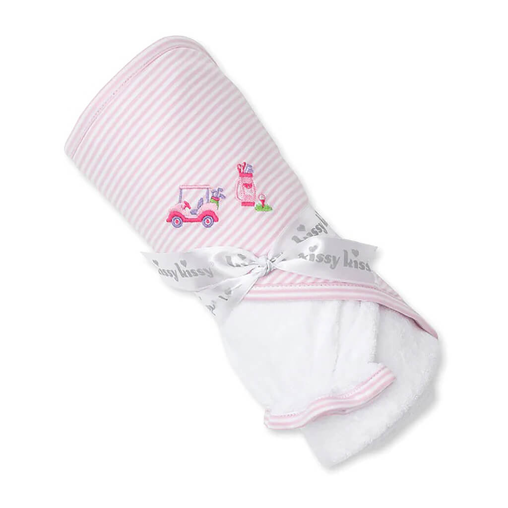 Kissy Kissy Hooded Towel With Mitt Set Golf Club Pink