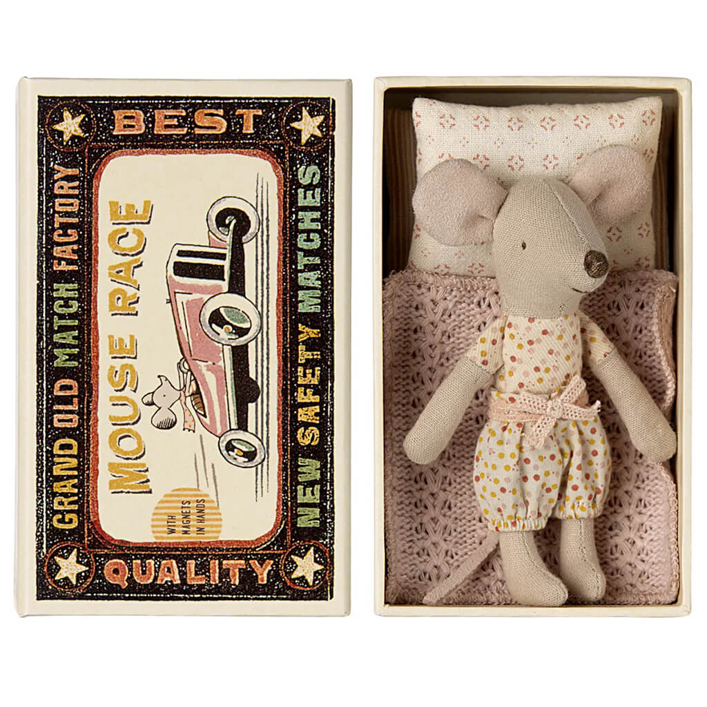 Maileg Little Sister Mouse Polka Dots Doll in Box