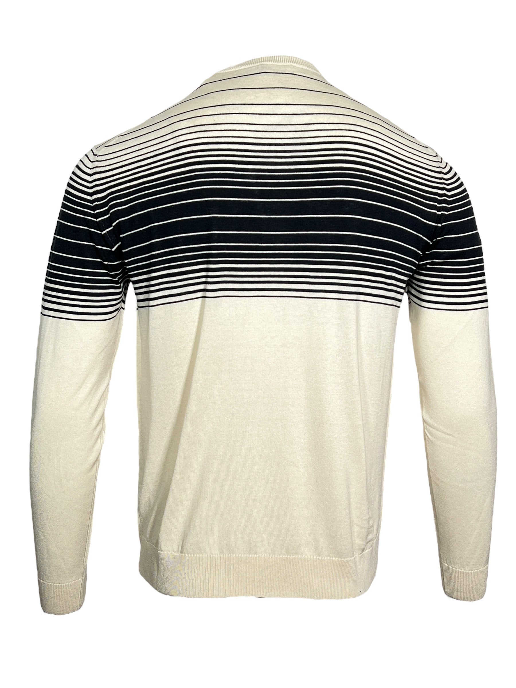 MAURIZIO BALDASSARI CREWNECK STRIPE SWEATER - IVORY/NAVY