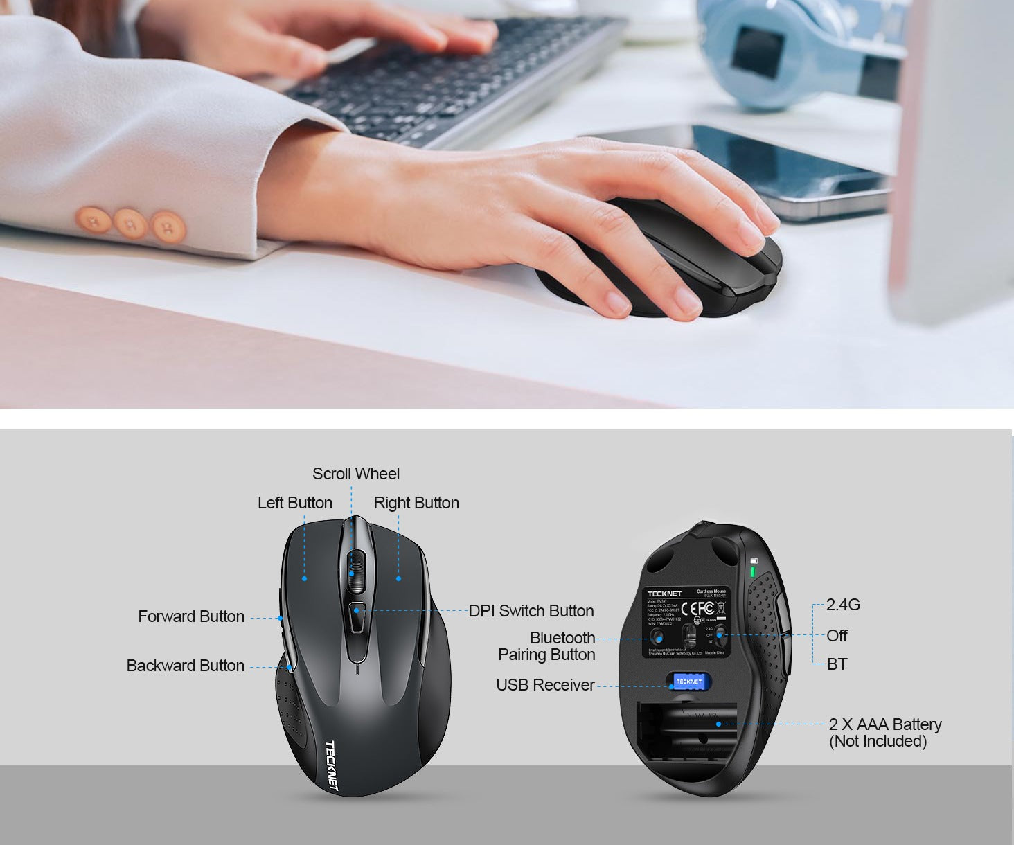 TECKNET Bluetooth Mouse