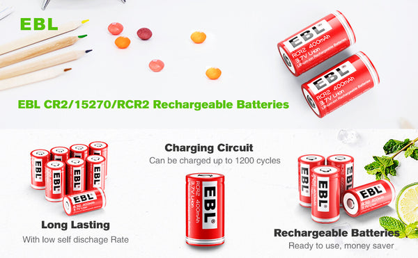 RCR2 Rechargeable Bettery 3.7V 400mAh