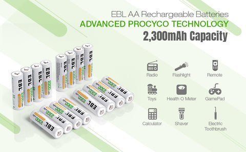 EBL AA Rechargeable Batteries 2300mAh