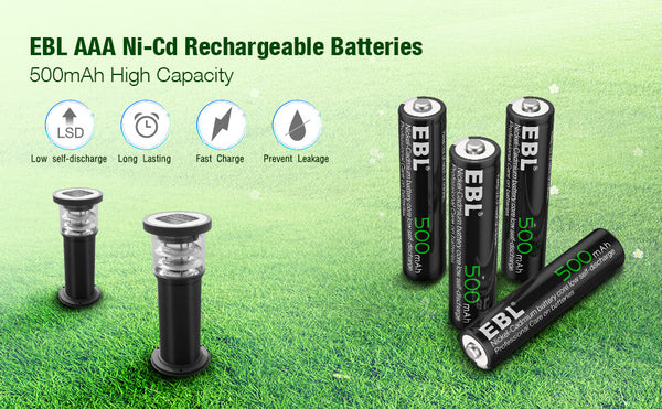 EBL 4/8/20Pcs AAA Ni-Cd Rechargeable Batteries 1.2V 500mAh