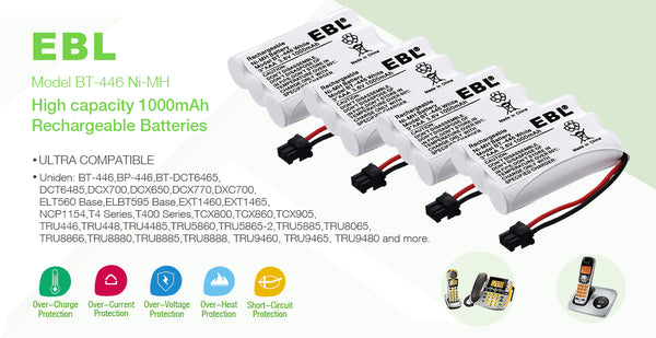 EBL BT-446 Rechargeable Cordless Phone Replacement Batteries