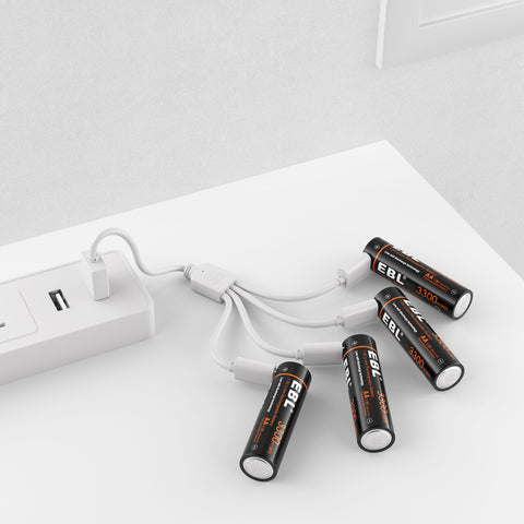 USB Rechargeable AA Lithium Batteries 3300mwh