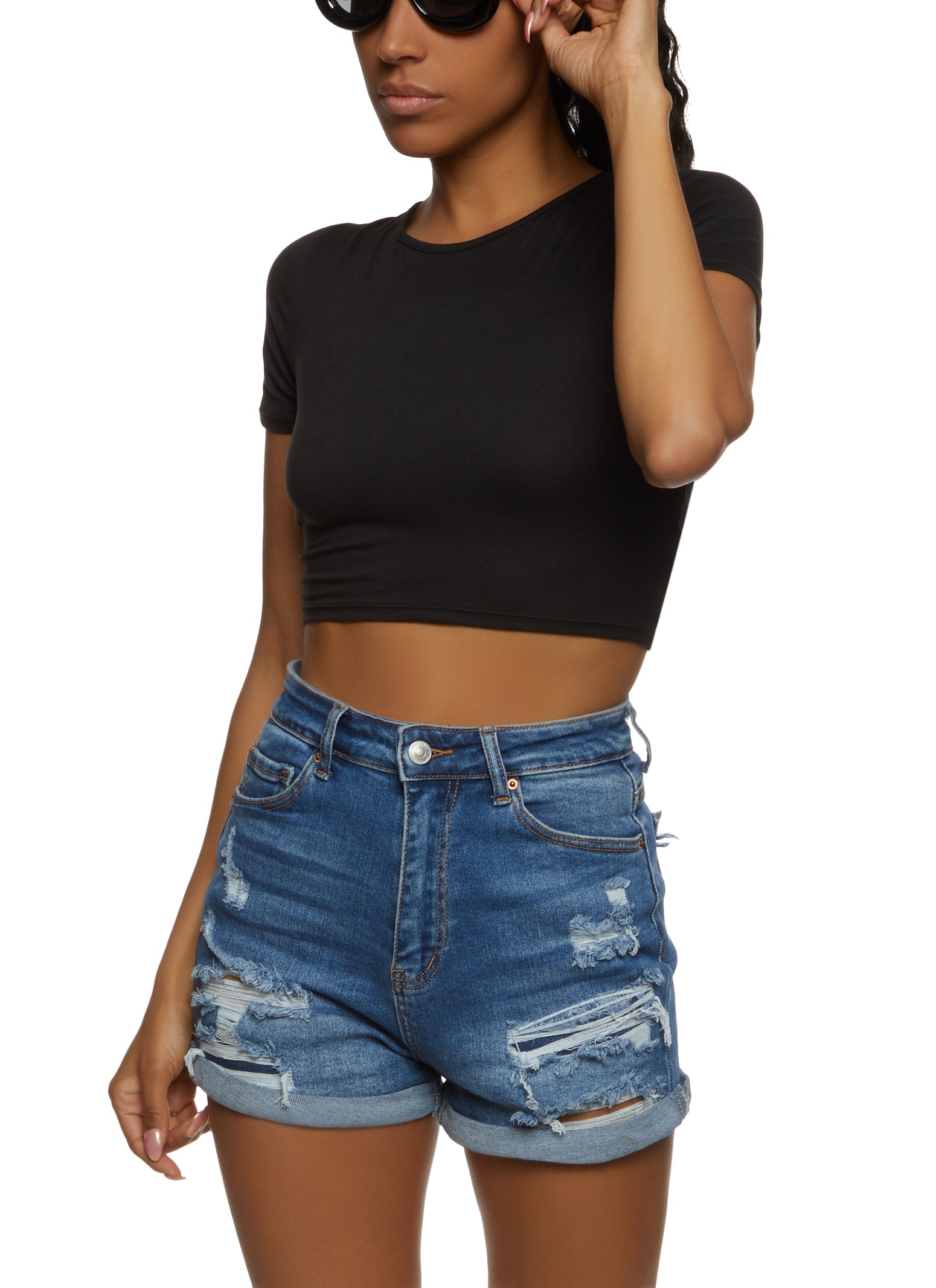 Solid Open Lace Up Back Crop Top