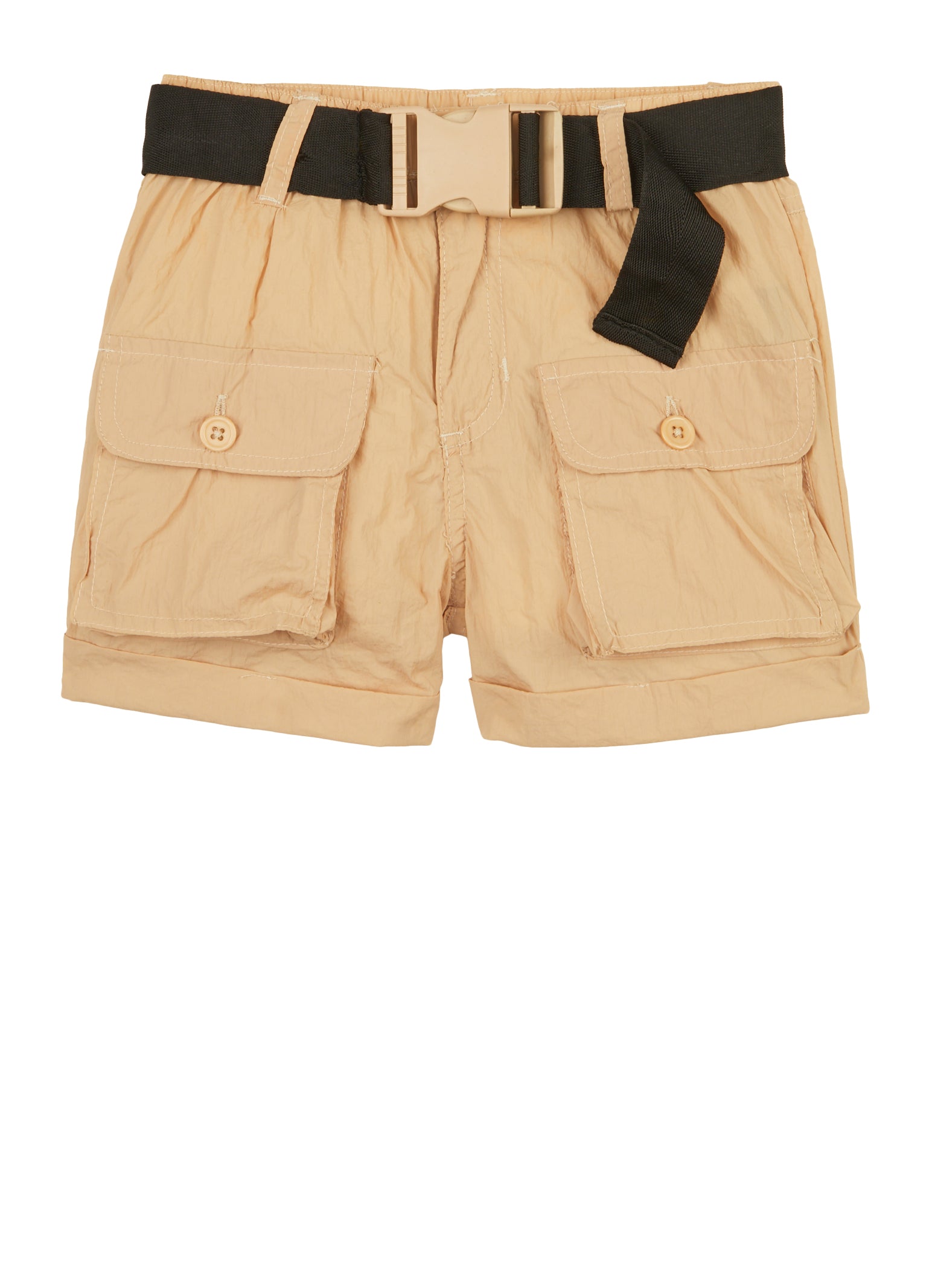 Little Girls Nylon Belted Cargo Pocket Front Shorts