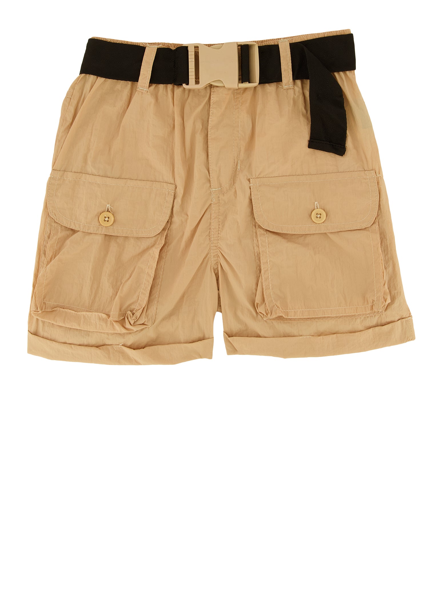 Girls Nylon Belted Cargo Pocket Front Shorts