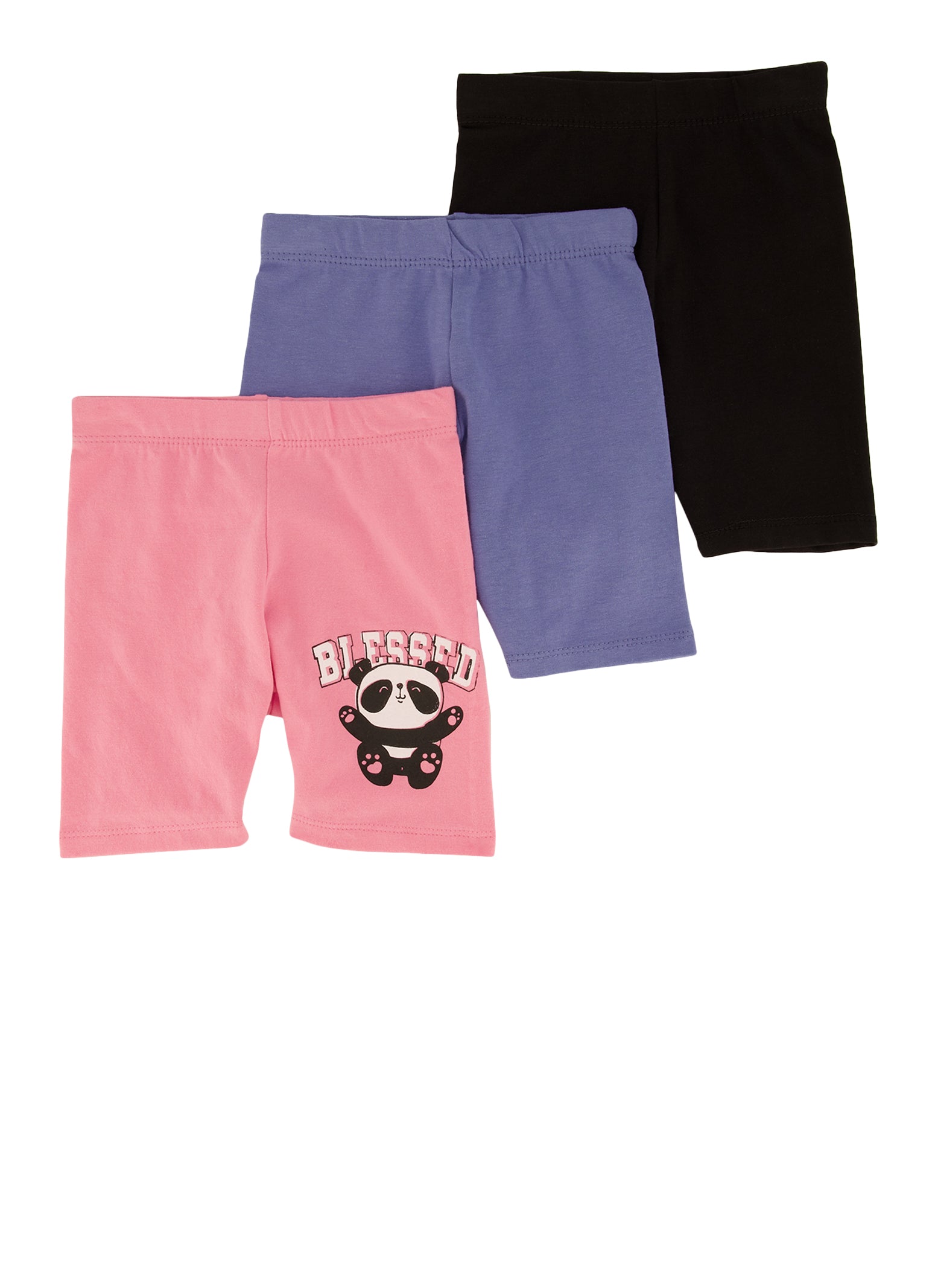 Little Girls Blessed Graphic Bike Shorts 3 Pack