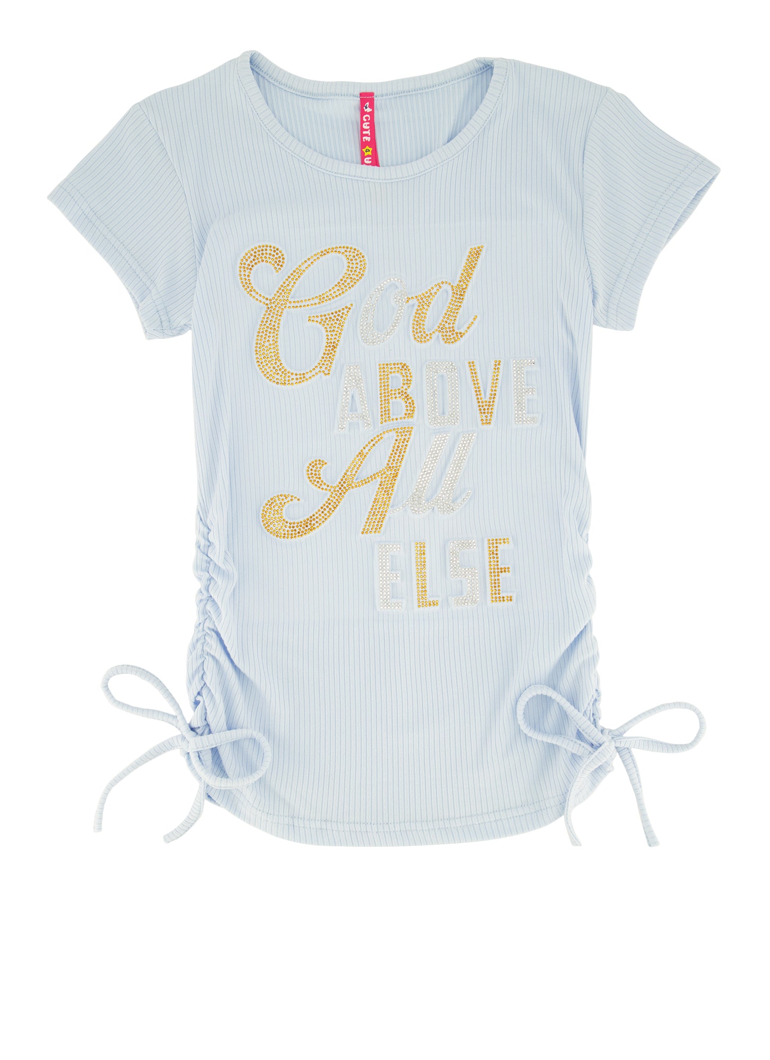 Girls God Above All Else Rhinestone Tee