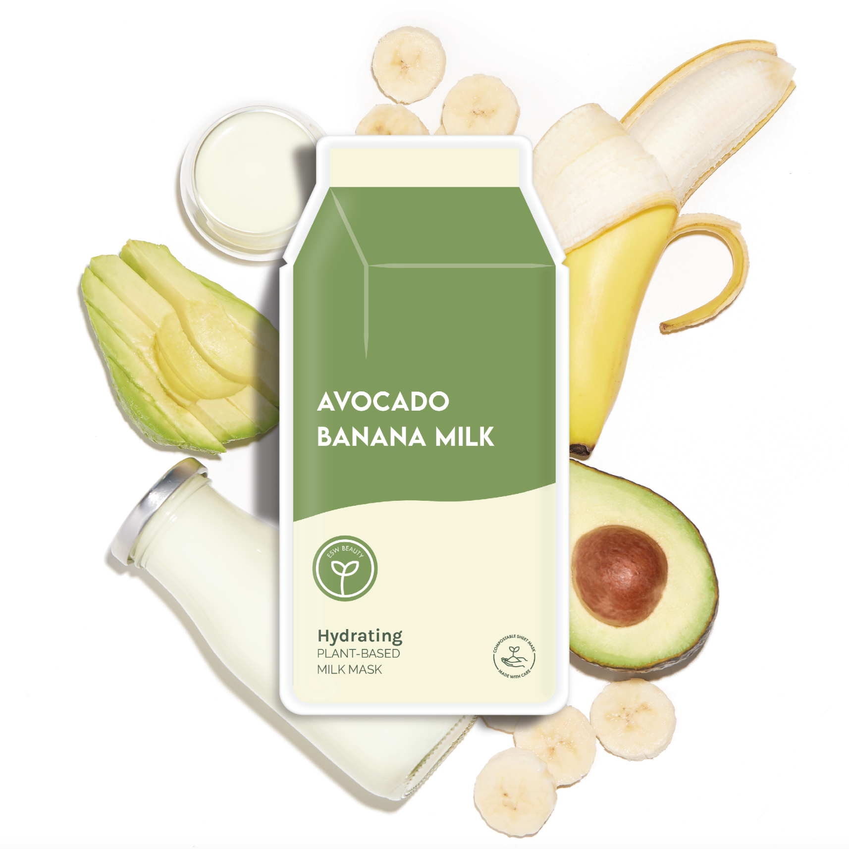 Avocado Banana Milk Hydrating Plant Based Milk Mask