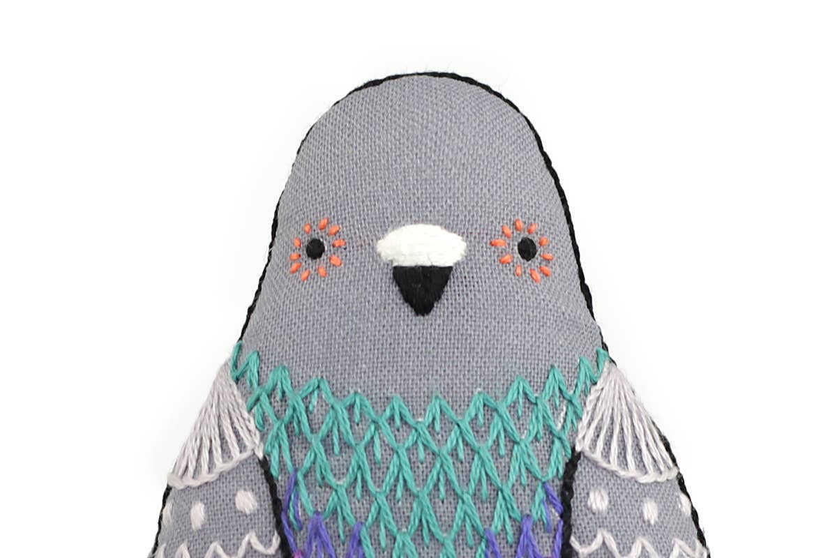 Embroidery Mini Plush Kit, Pigeon | Level 2