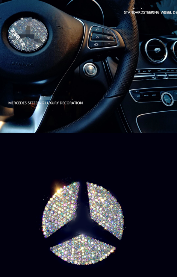 Bling Bling Car Steering Wheel Decorative Diamond Sticker1