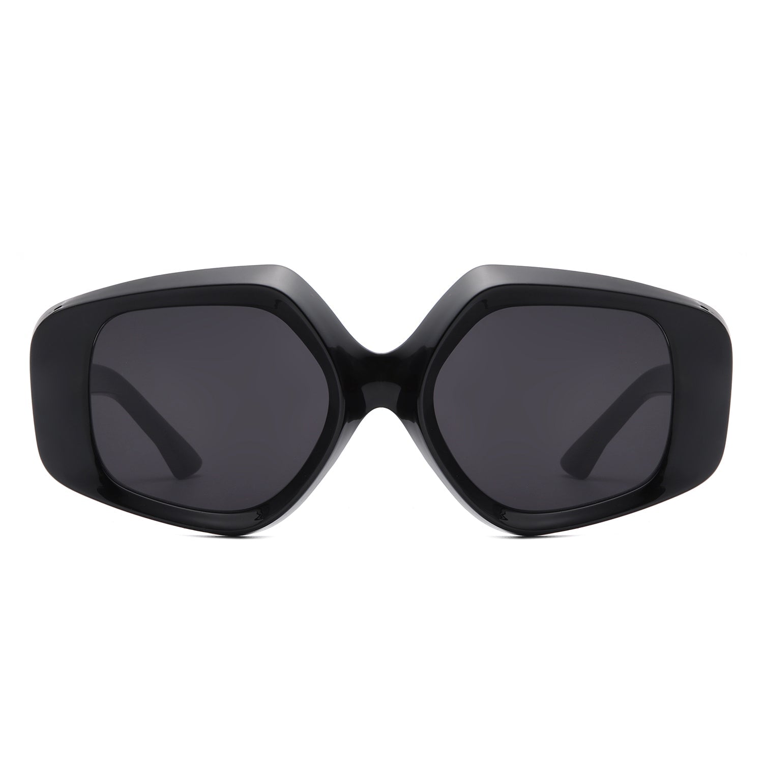 Yvaine - Oversize Geometric Fashion Hexagonal Flat Top Sunglasses