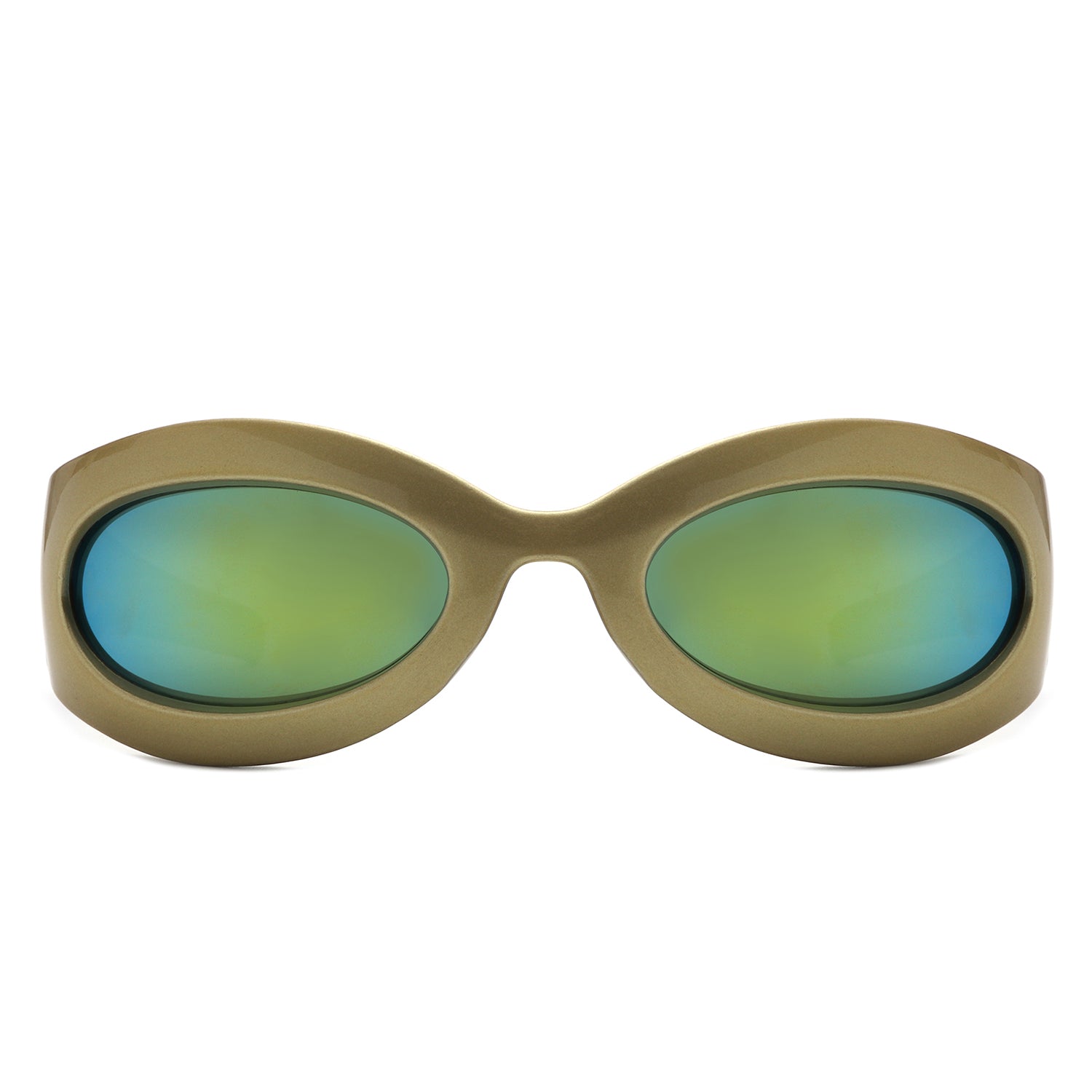 Albion - Oval Wrap Around Retro Round Fashion Sunglasses