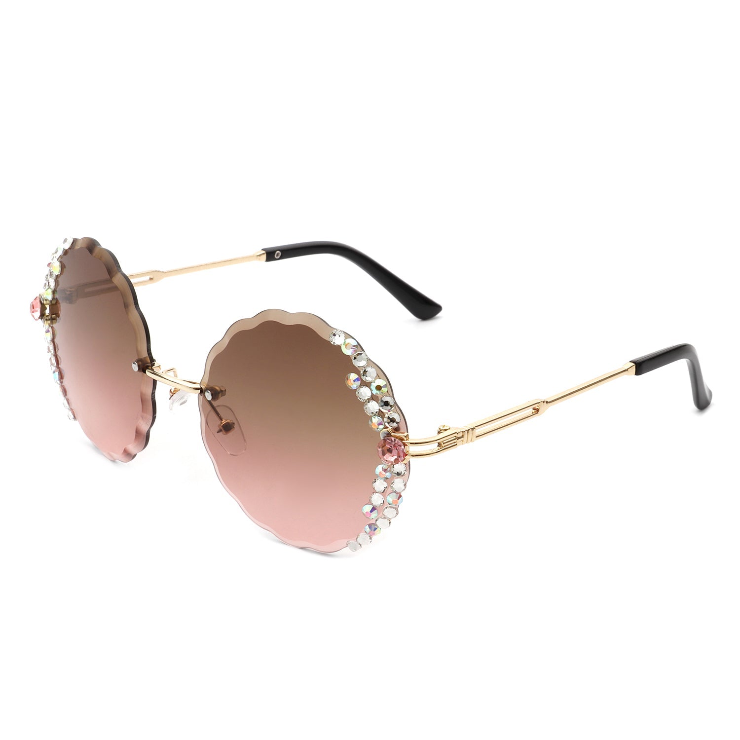 Icetwist - Round Rimless Circle Rhinestone Design Frameless Women Sunglasses