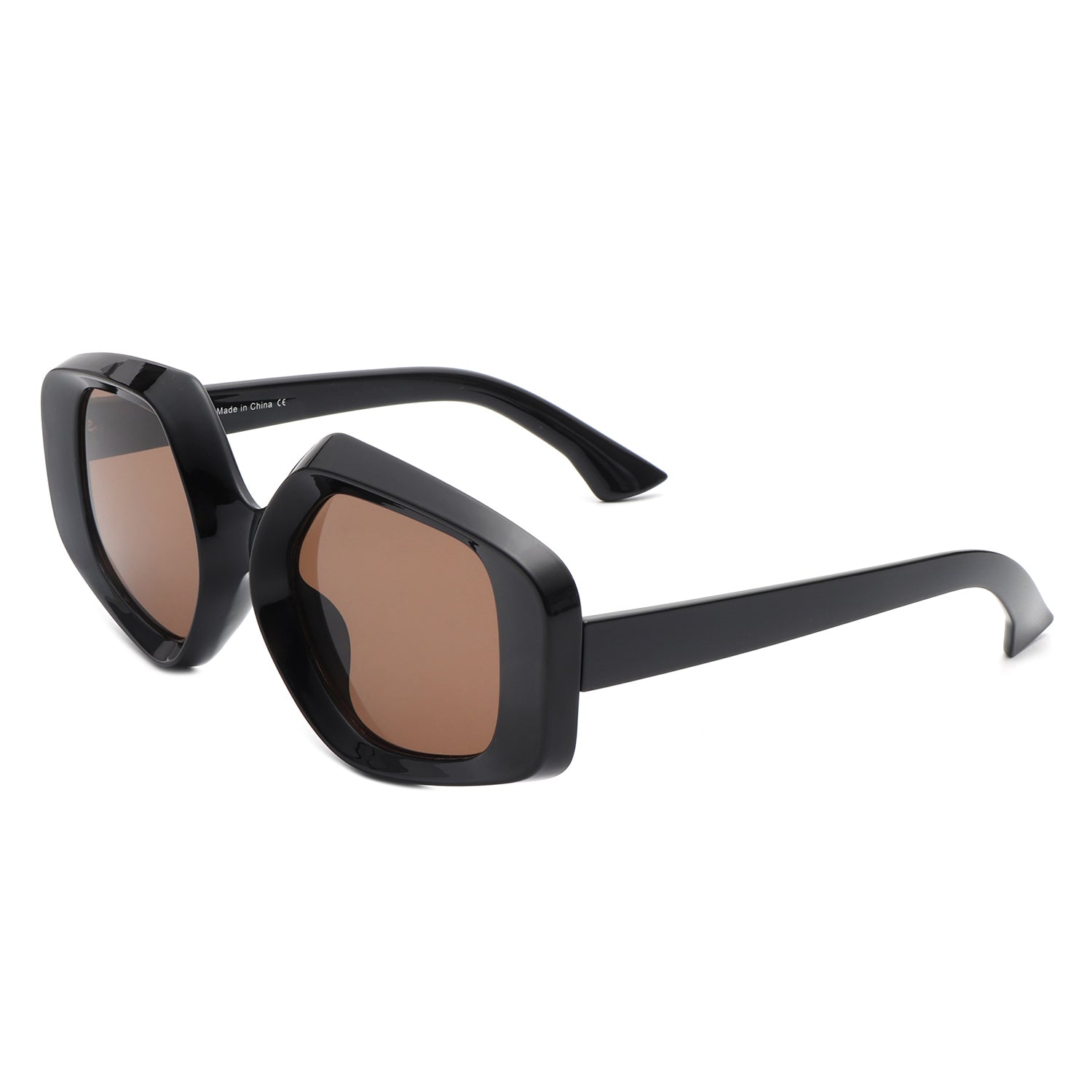 Yvaine - Oversize Geometric Fashion Hexagonal Flat Top Sunglasses