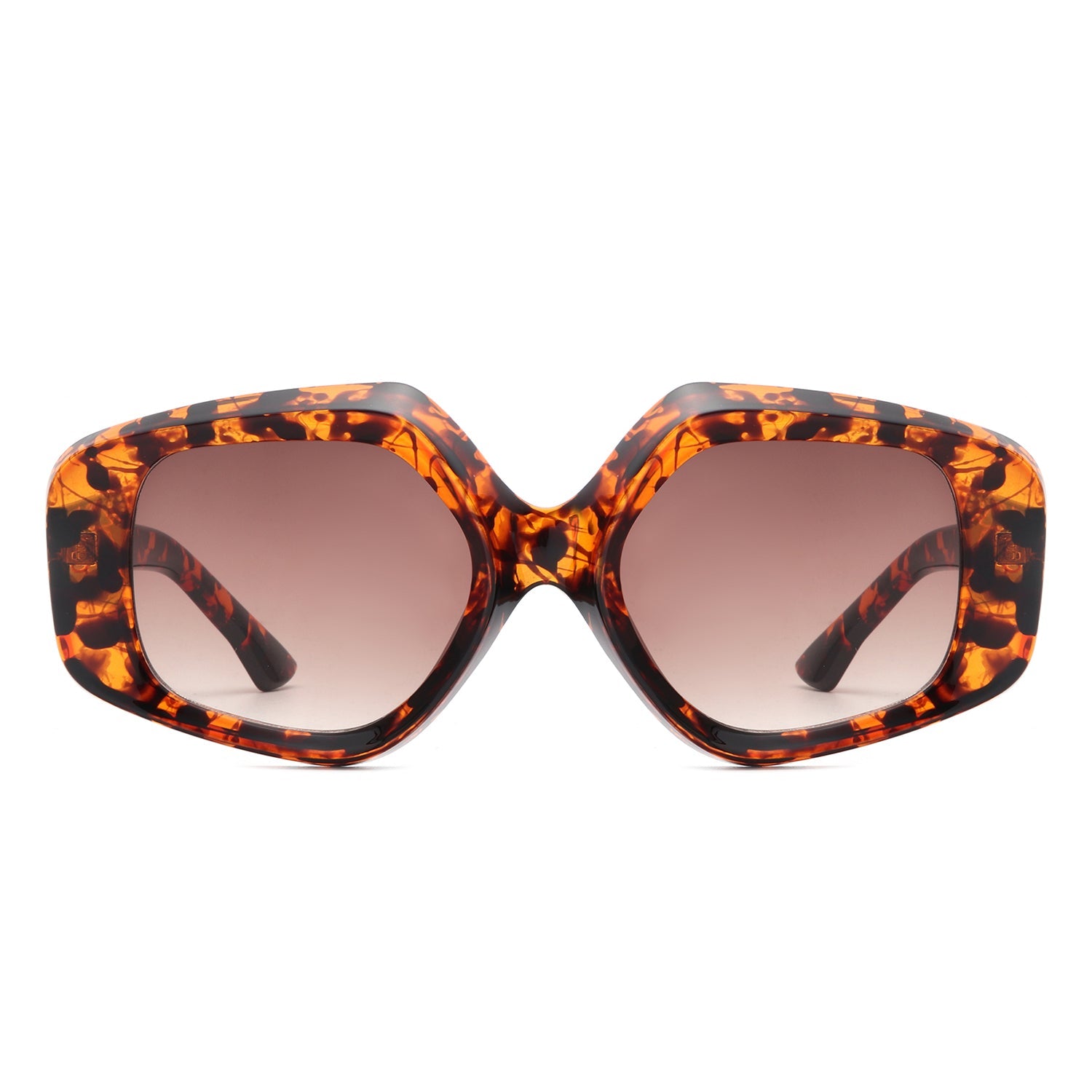 Yvaine - Oversize Geometric Fashion Hexagonal Flat Top Sunglasses