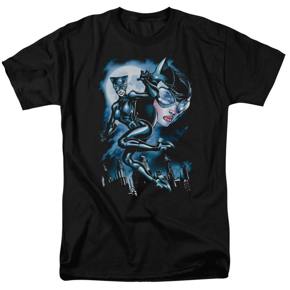 DC Batman Catwoman Moonlight City Ladies short sleeve t-shirt, black