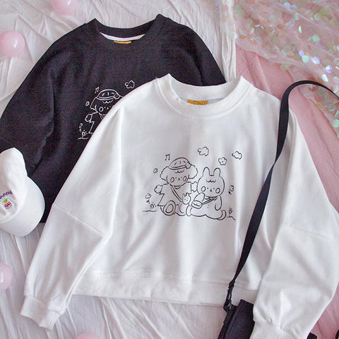 Bunny Puppy Spring Outing Pullover