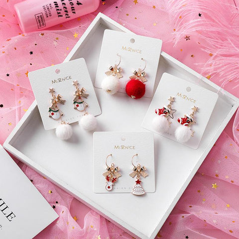 Sweet Fur Ball Christmas Earrings