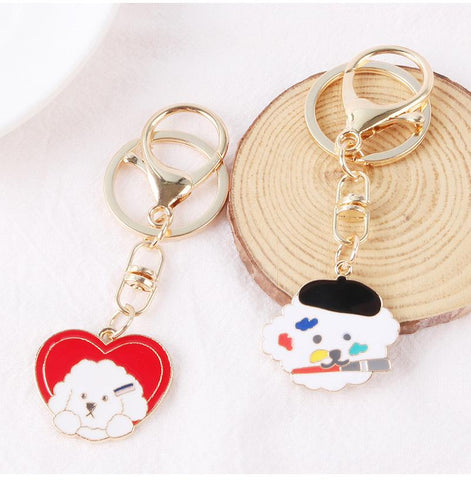 Girly Heart Artist Dog Keychain