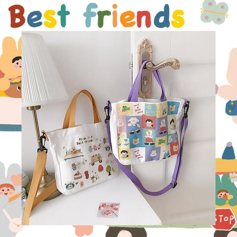 Cute Printed Illustration Canvas Bag