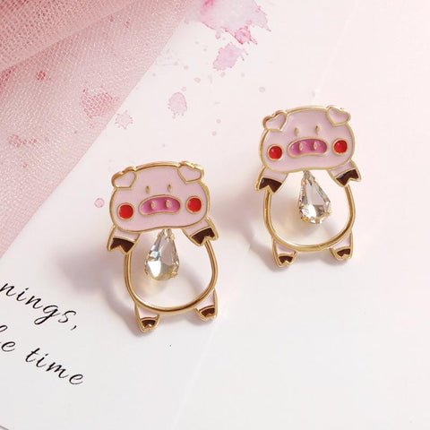 Cute Pink Pig Earrings