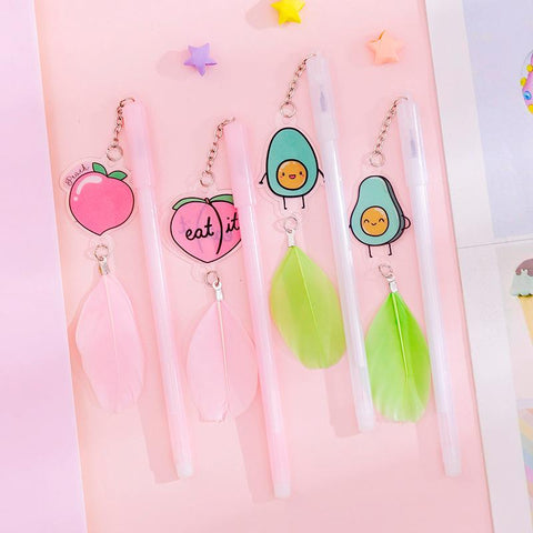 Feather Fruit Pendant Gel Pen