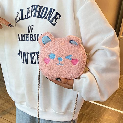 Winking Bear Plush Bag