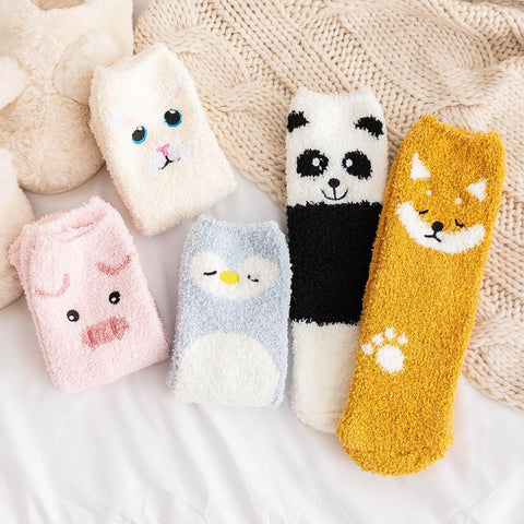 Soft Animals Floor Socks