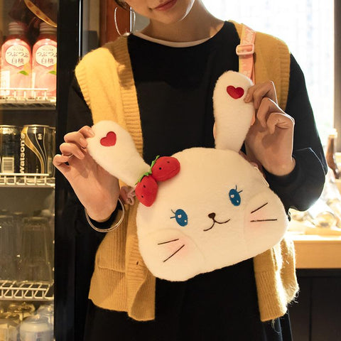 Strawberry Bunny Plush Bag