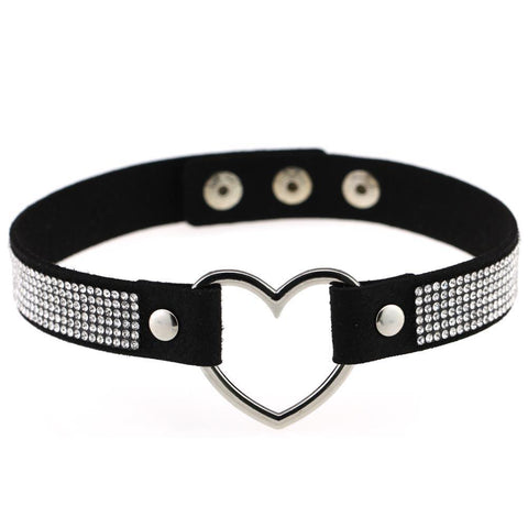 Rhinestone Leather Collar