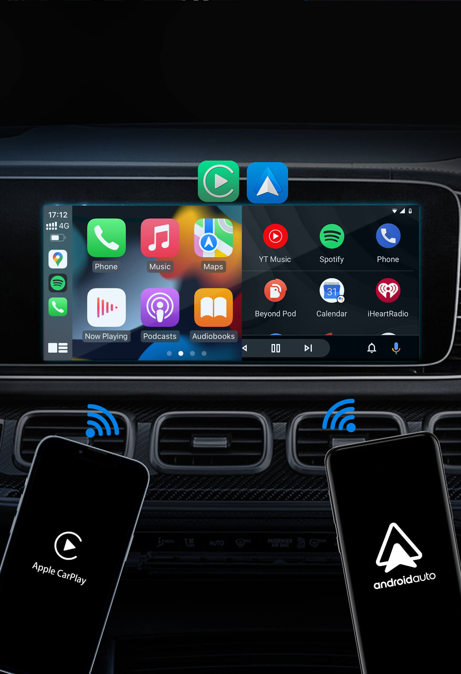 OTTOCAST Play2Video Wireless Carplay AI Box Android Auto Adapter Mirrorlink  Built in  Netflix USB Multimedia Play