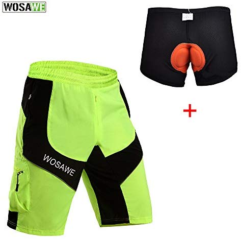 Men Mountain Loose-Fit Cycling MTB Shorts Plus Padded Underwear