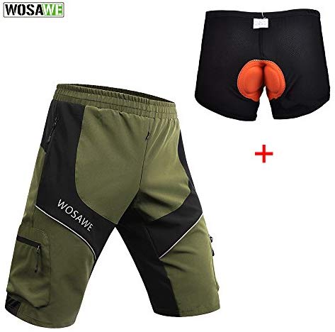 Men Mountain Loose-Fit Cycling MTB Shorts Plus Padded Underwear