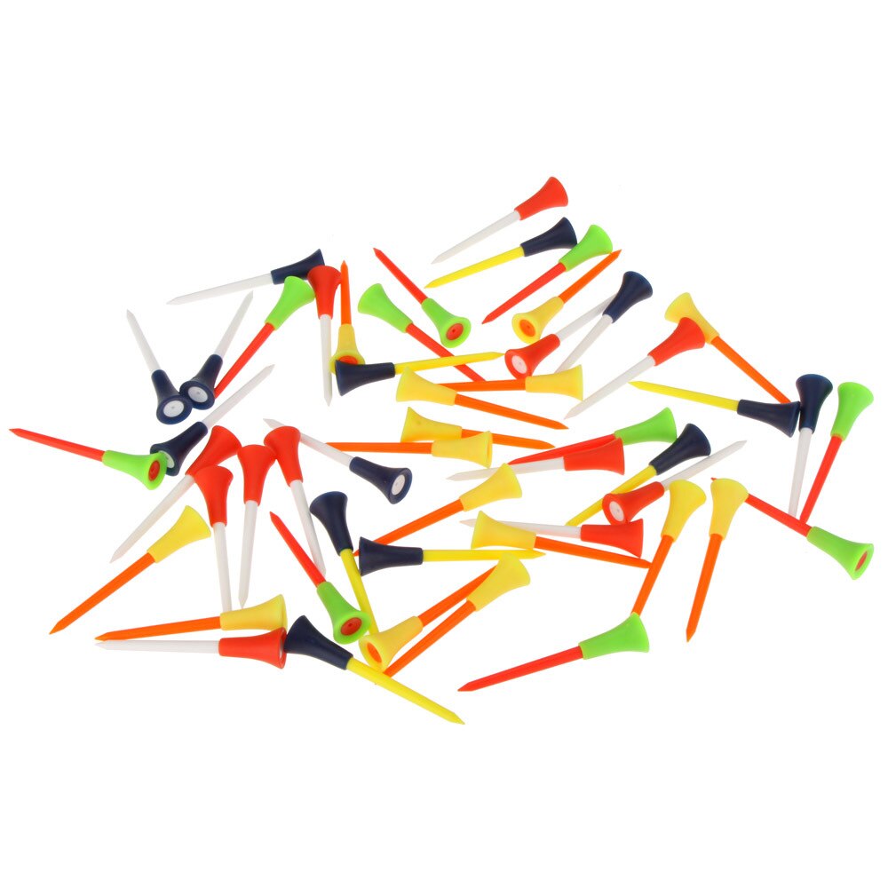 50 Pcs/bag Multi Color Plastic Golf Tees 83mm Durable Rubber Cushion Top Golf Tee