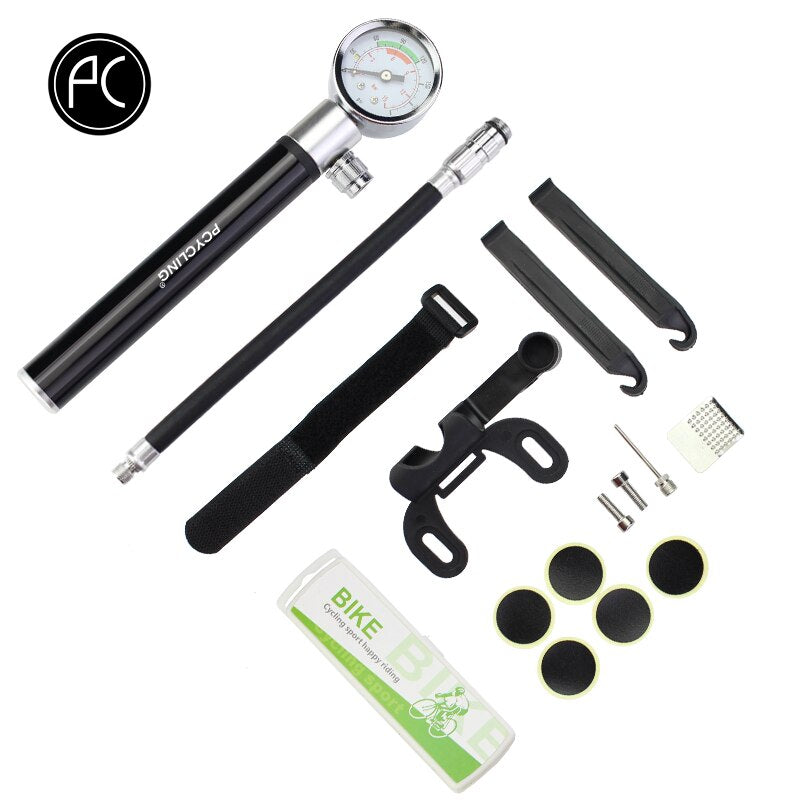 Bicycle Pump with Pressure Gauge Cycling Hand Aluminum Alloy Air Pump Ball MTB Mountain Bike