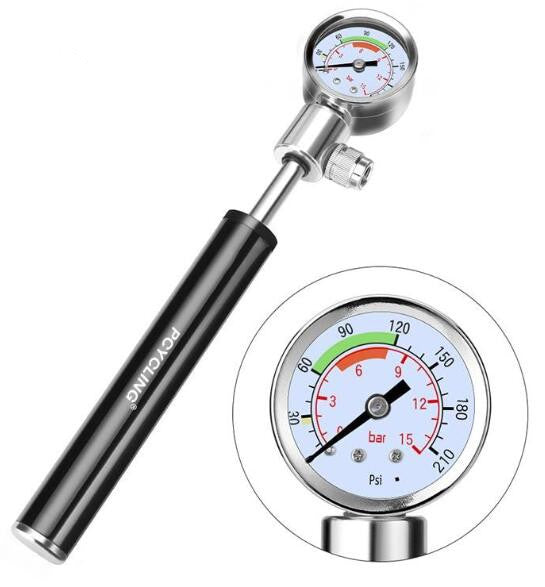 Bicycle Pump with Pressure Gauge Cycling Hand Aluminum Alloy Air Pump Ball MTB Mountain Bike