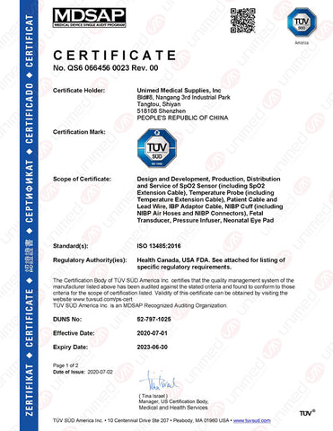 Congratulation! Unimed Obtains MDSAP Certificate