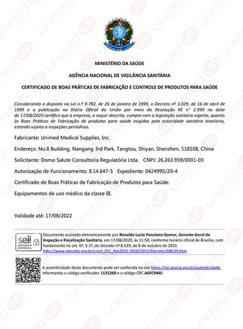 Unimed Medical Brazil GMP Certificate