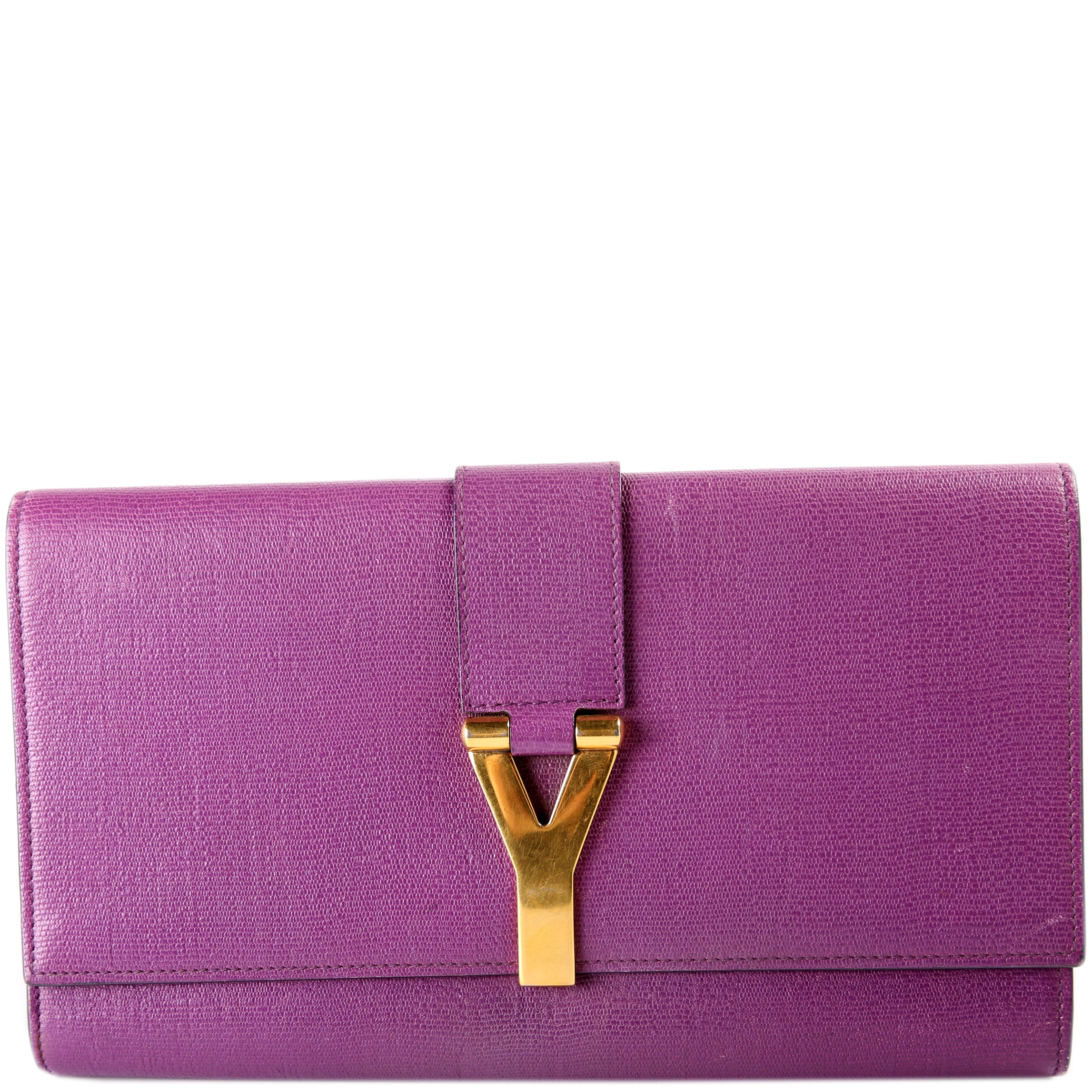Classic Y Ligne Clutch Textured Leather