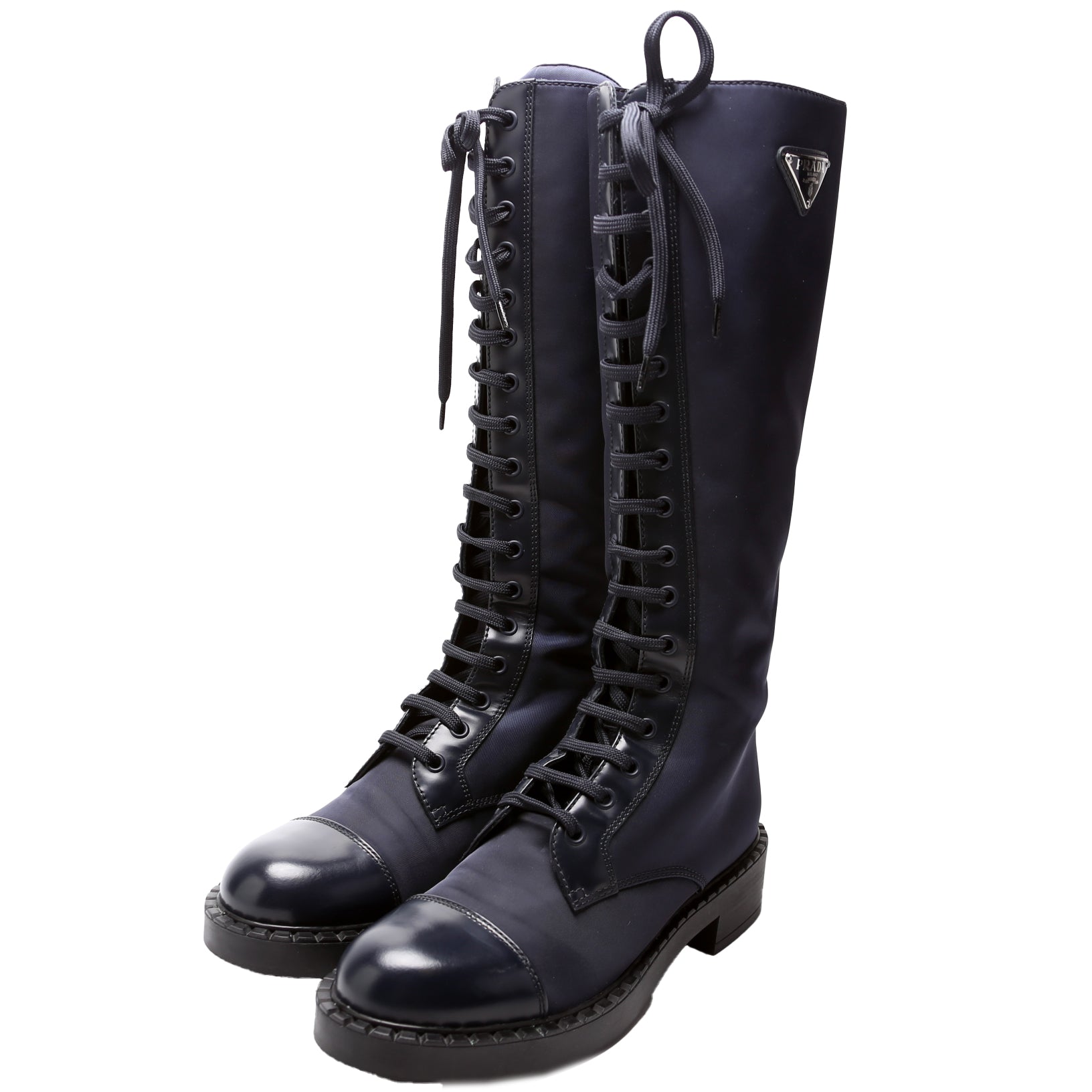 Re-Nylon Lace Up Knee High Combat Boots Size 39