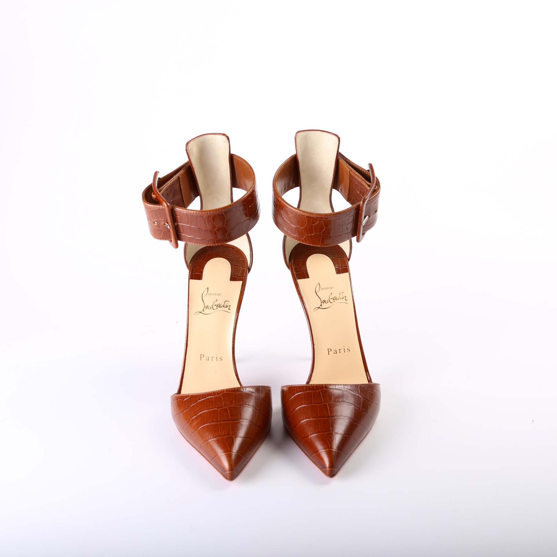 Pointed Toe Ankle Strap Pumps Size 38.5